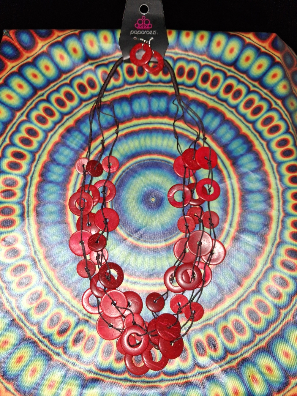 paparazzi Red Layered Disc Statement Necklace